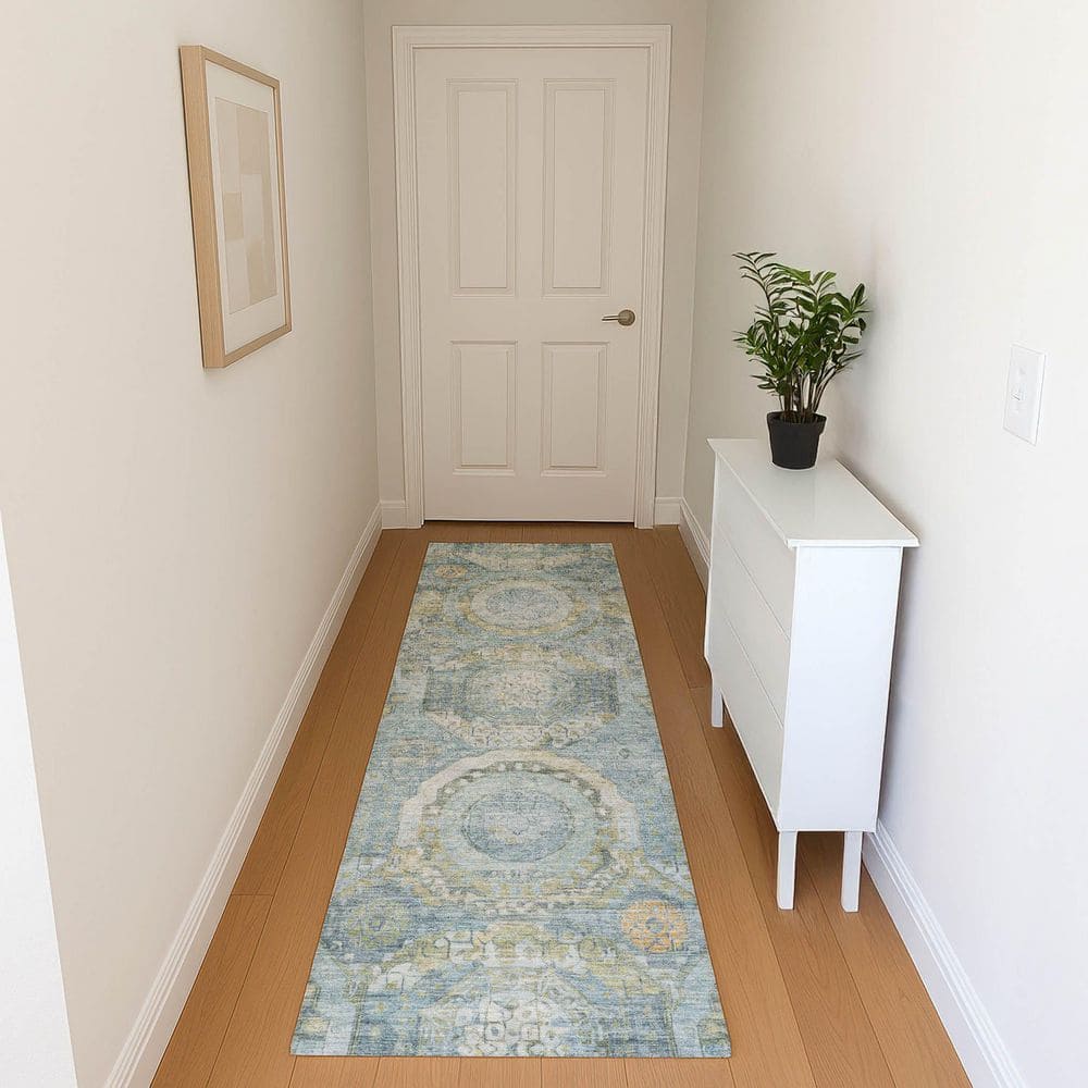 Mayfield Premium Machine Washable Abstract AMF1661 Blue 2 ft. 3 in. x 7 ft. 6 in. Runner Rug price history on PriceWatchPro