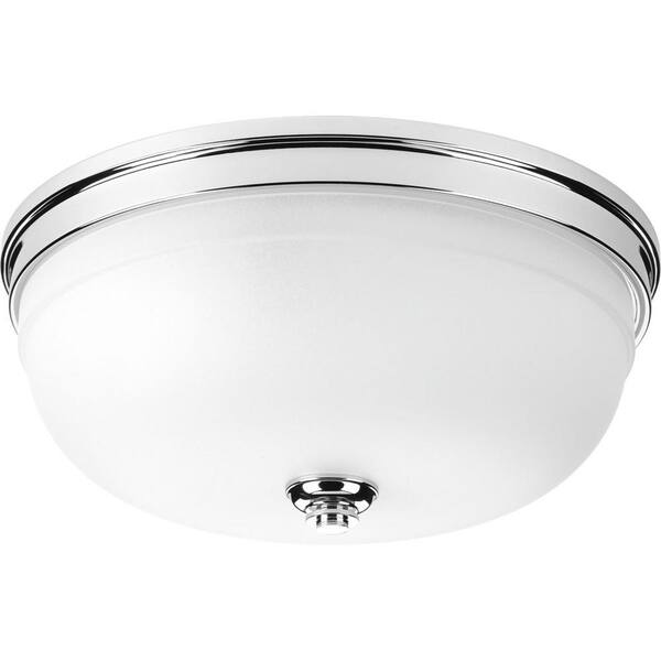 Progress Lighting Topsail Collection 3-Light Polished Chrome Flush Mount with Parchment-Finish Glass