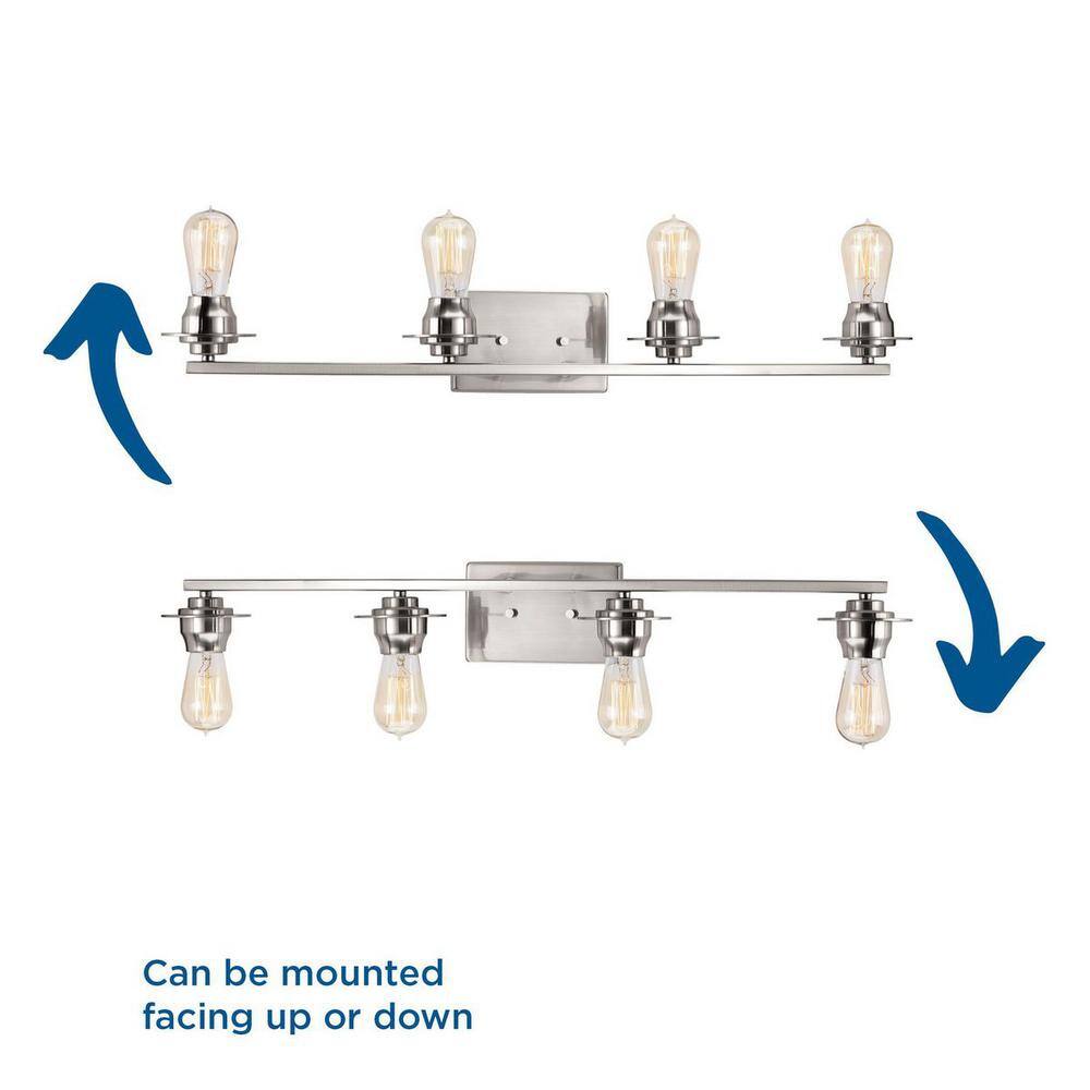 Brushed Nickel 4-Light Vintage Modern Bath Vanity Fixture