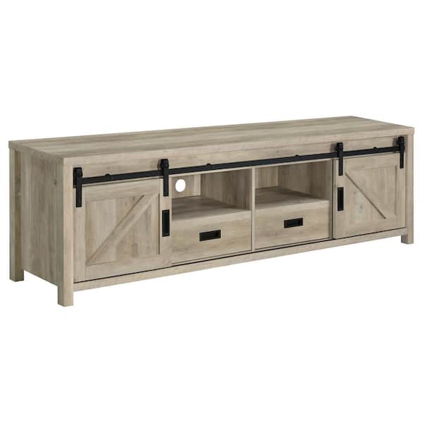 Coaster Madra Antique Pine Rectangular TV Stand Fits TV's up to 85 in. with 2-Sliding Doors