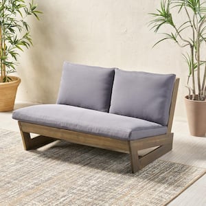 Sherwood Grey Wood Outdoor Loveseat with Dark Grey Cushions