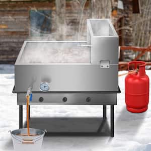 Maple Syrup Evaporator Pan 30 in. x 16 in. x 19 in. Stainless Steel Maple Syrup Boiling Pan with Valve and Thermometer