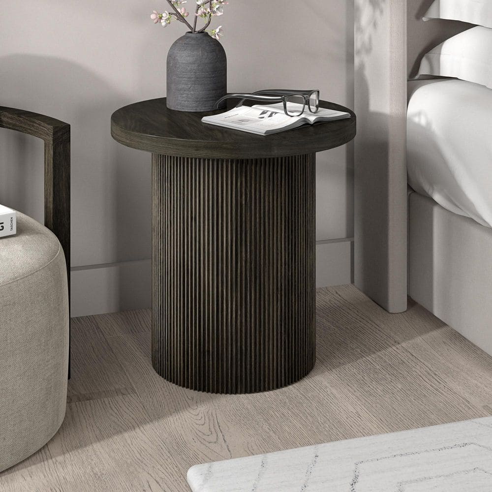 Isa 22 in. Black Grain Round MDF Top End Table - thumbnail 9