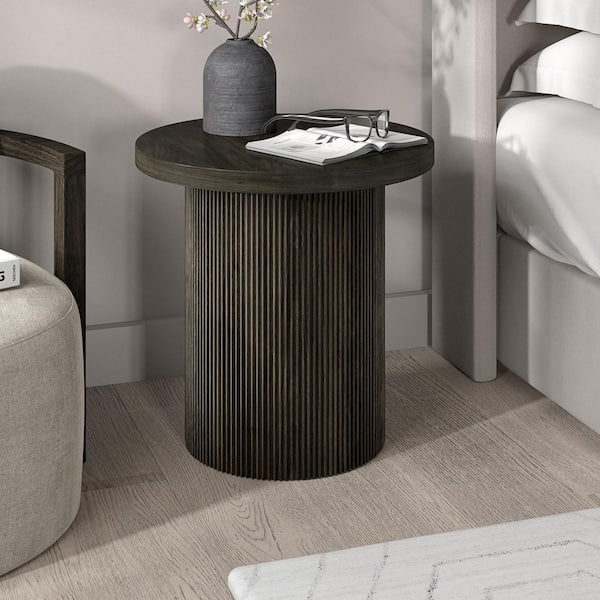Isa 22 in. Alder Brown Round MDF Top End Table