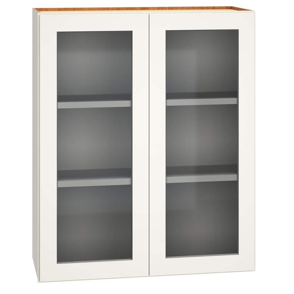 QuickShip Cottage 30 in. W x 12 in. D x 36 in. H Assembled Plywood Cut for Glass Specialty Wall Kitchen Cabinet in White price history on PriceWatchPro