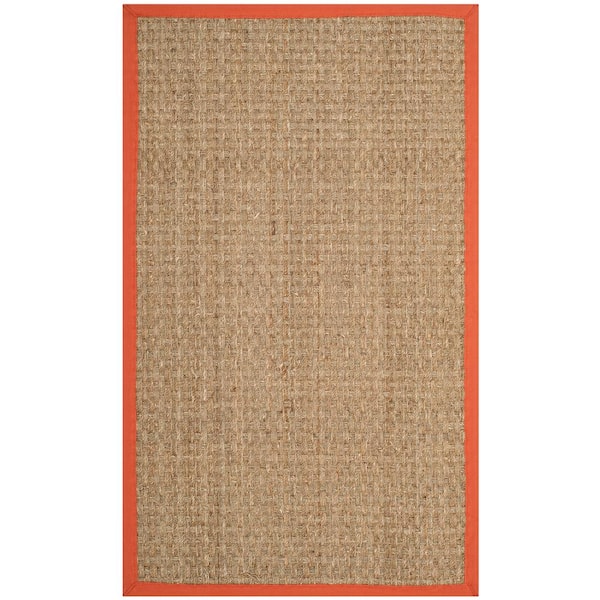 SAFAVIEH Natural Fiber Beige/Rust Doormat 2 ft. x 4 ft. Border Woven Area Rug