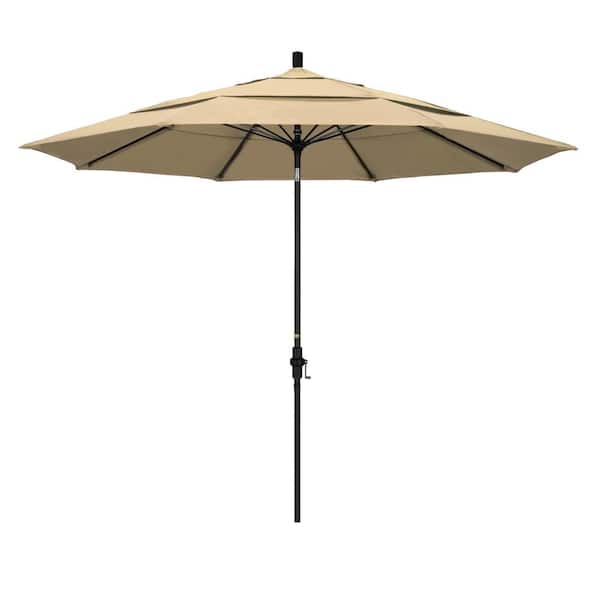 California Umbrella 11 ft. Fiberglass Collar Tilt Double Vented Patio Umbrella in Antique Beige Olefin