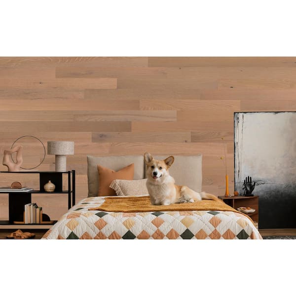 Timberchic 1/8 in. x 4 in. x 12-42 in. Oak Peel and Stick Blush Wooden Decorative Wall Paneling (20 sq. ft./Box)