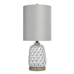 23.3 in. White Table Lamp with White Hardback Fabric Shade