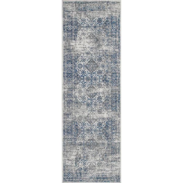 nuLOOM Tarnish Hazy Mysterious Blue 3 ft. x 8 ft. Runner