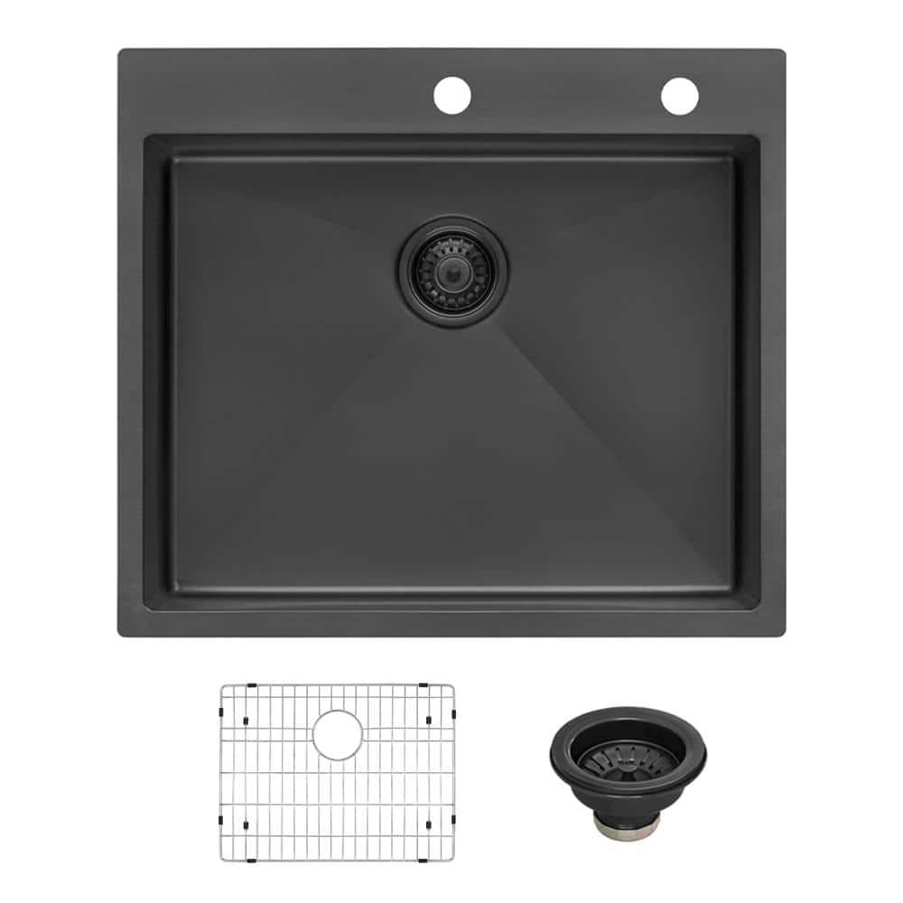 Gunmetal Black Stainless Steel Single Bowl Farmhouse Sink