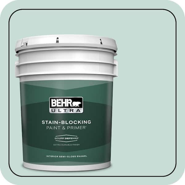 BEHR ULTRA 5 gal. #MQ3-20 Whipped Mint Extra Durable Semi-Gloss Enamel Interior Paint & Primer