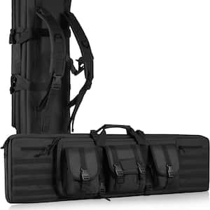 Rifle Bag, 42 in. Black Polyester with Adjustable Strap Backpack Tactical Double Long Gun Bag