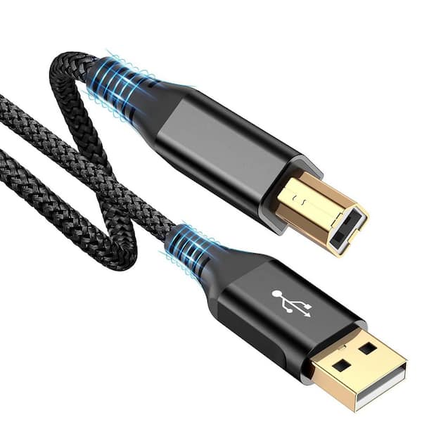 10ft USB-A to USB-B High-Speed Nylon Braided Printer Cable
