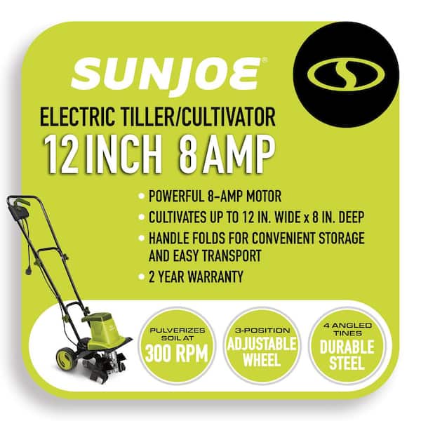 12-In 8-Amp Electric Garden Tiller/Cultivator