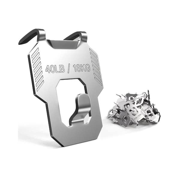 Adrinfly Drywall Picture Hanger Claw Kit 20-Pack Heavy Duty Wall Hooks No Damage Easy Tool-Free Installation Holds 40 lbs. Silver