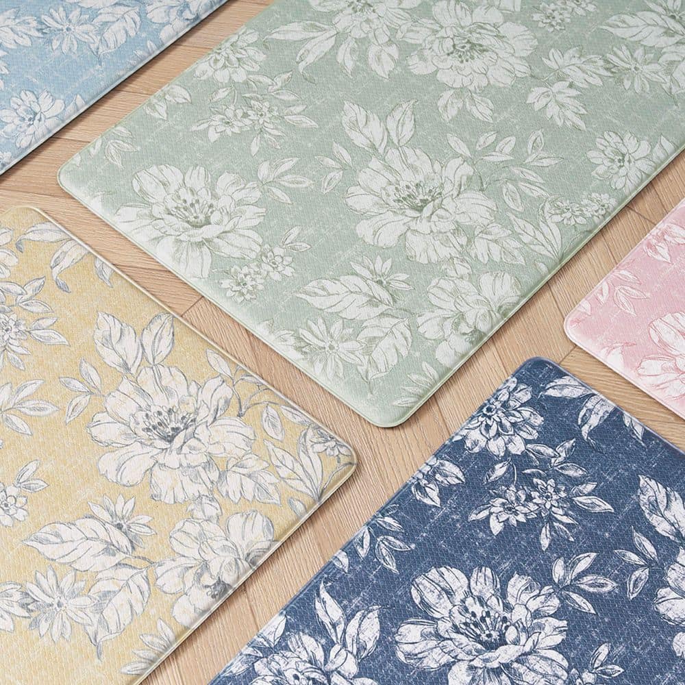 Navy Floral Anti-Fatigue Comfort Mats Set