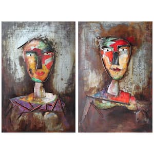 "Homme" Mixed Media Iron Hand Painted Dimensional Wall Art (Set of 2)