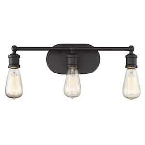 18.5 in. W x 4.5 in. H 3-Light Oil Rubbed Bronze Bathroom Vanity Light with Open Bulbs