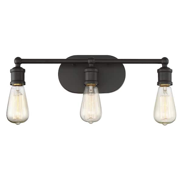 TUXEDO PARK LIGHTING 18.5 in. W x 4.5 in. H 3-Light Oil Rubbed Bronze Bathroom Vanity Light with Open Bulbs