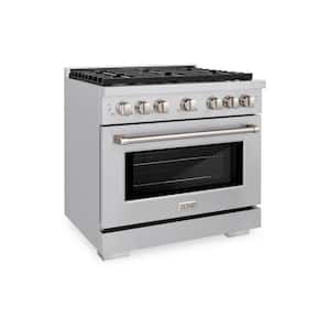 36 in. 6 Burner Freestanding Gas Range with Convection Gas Oven in Stainless Steel