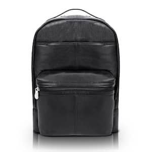 Parker 15 in. Black Pebble Grain Calfskin Leather Dual Compartment Laptop Backpack