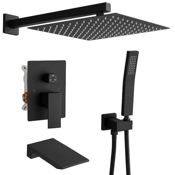 Single Handle 3-Spray Shower Faucet 2.5 GPM with High Pressure in Matte Black