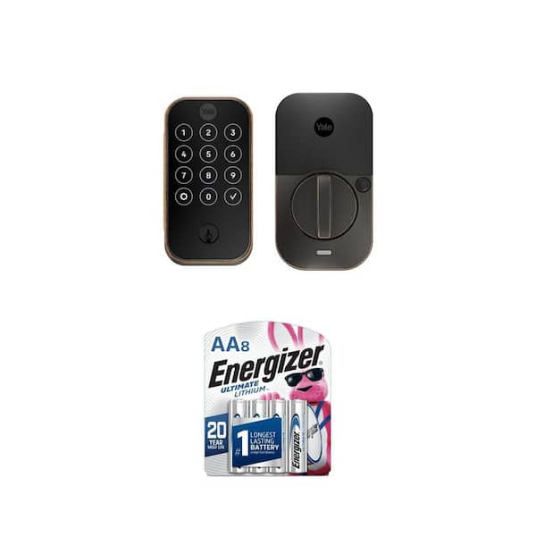 Assure Lock 2 Smart Door Lock with WiFi Touchscreen Keypad, Oil Rubbed Bronze and Ultimate Lithium AA Batteries (8-Pack)