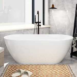 67 in. x 29 in. Freestanding Soaking Bathtub with Center Drain in White