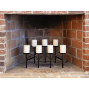 21.25 in. Long Black Iron Nordic Hearth Fireplace Candle Holder