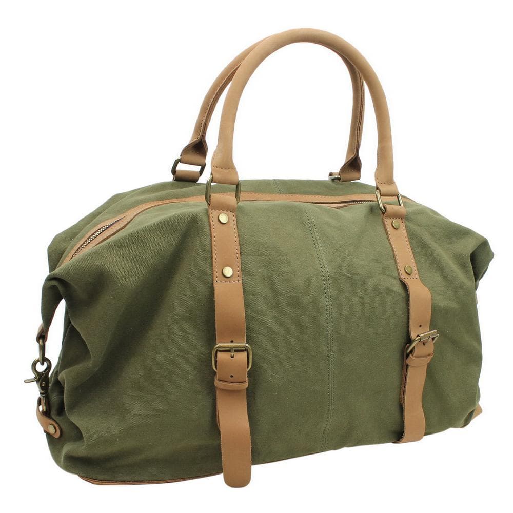 18 in. Medium Classic Canvas with Full Grain Leather Overnight Duffel Bag