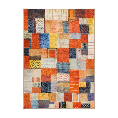 My Magic Carpet Patchwork Multicolor Patchwork Washable 2 5 Ft X 7 Ft Runner Rug 340736web The Home Depot