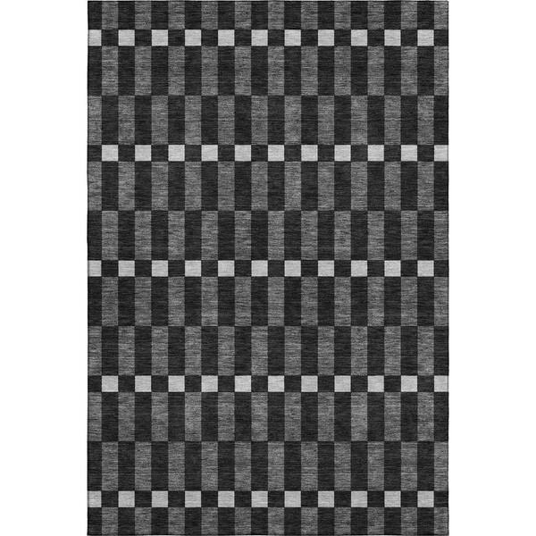 Mayfield Premium Machine Washable Abstract AMF2547 Black 5 ft. x 7 ft. 6 in. Area Rug
