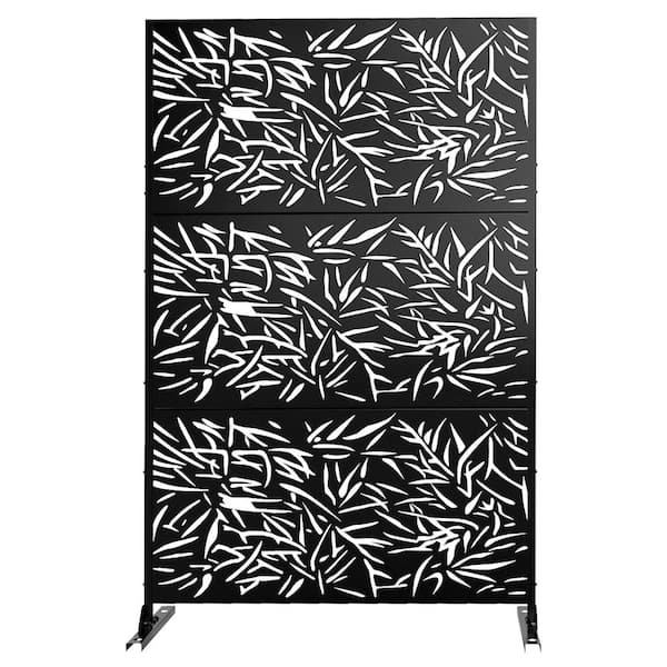 Dovelina 76 in. H x 47.2 in. W Galvanized Metal Outdoor Privacy Screens Garden Fence in Black (3-Pieces in 1 Set)