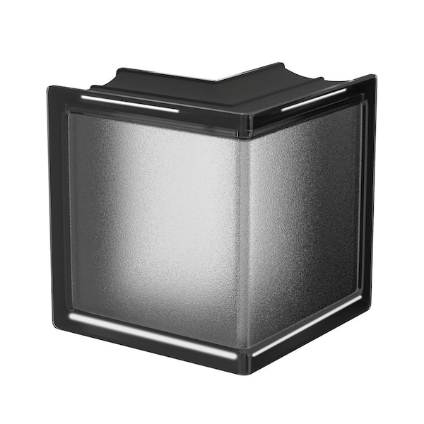 MyMINIGLASS 3 in. Thick Series 6 x 6 x 3 in. Corner (1-Pack) Licorice Mist Pattern Glass Block (Actual 5.75 x 5.75 x 3.12 in.)