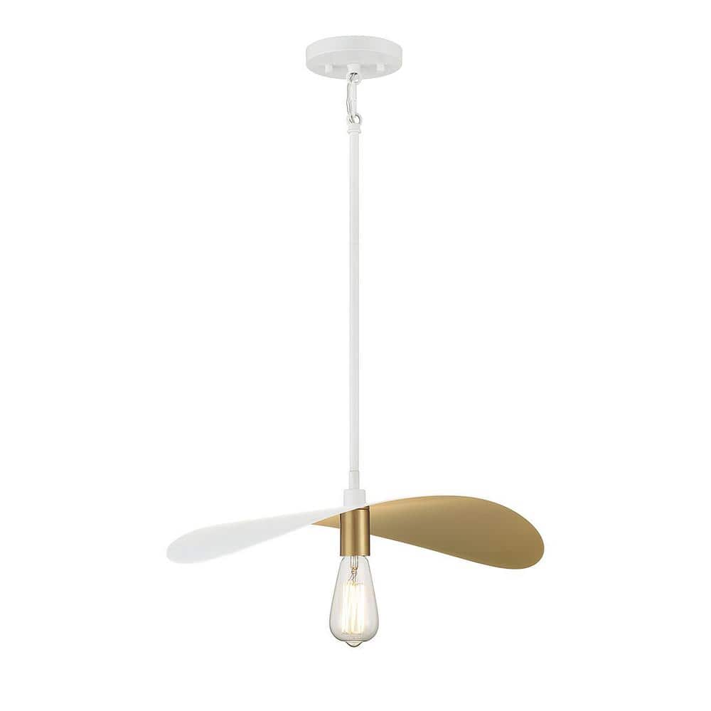 White and Gold Adjustable Metal Pendant Light