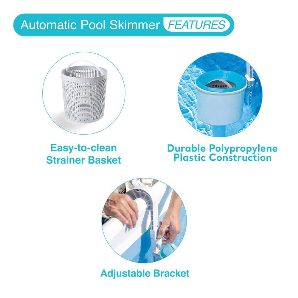 Deluxe Blue and White Pool Cleaning Kit with Telescopic Aluminum Pole