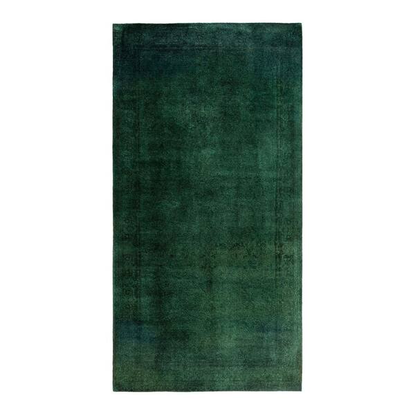 Overdyed Green 5 ft. x 10 ft. Solid Wool Indoor Runner Rug