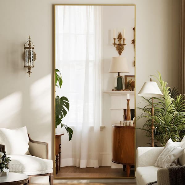 Morden Gold 34 in. W x 76 in. H Rectangle Aluminum Alloy Framed Full Length Standing Mirror