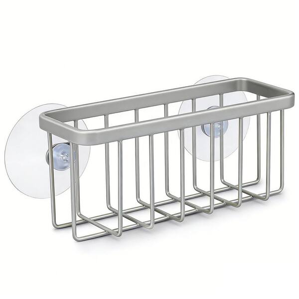 Stainless Steel Suction Kitchen Sink Sponge Holder in Silver, Sink Organizer, Easy to Install, Sturdy and Stable