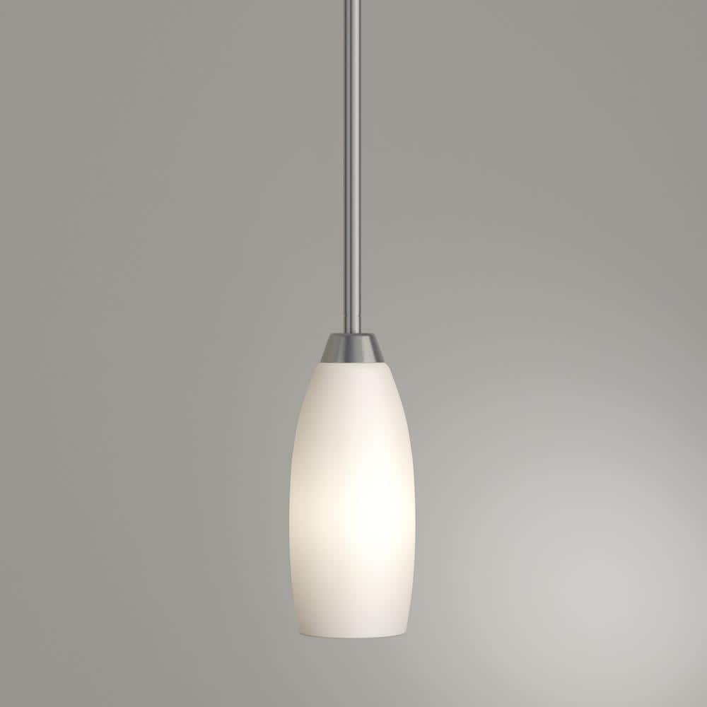 Brushed Nickel Mini Pendant with Etched Glass Shade
