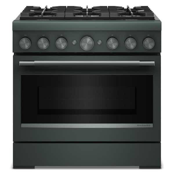 36 in. 6 Burners Commercial-Style Duel Fuel Range in Juniper with No Preheat Air Fry Mode
