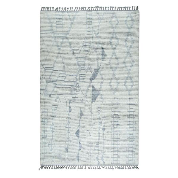Ivory 6 ft. x 9 ft. 0.5 in. Contemporary Marrakech Hand-Knotted Wool Rug Luxurious Handspun for Stylish Home De Area Rug