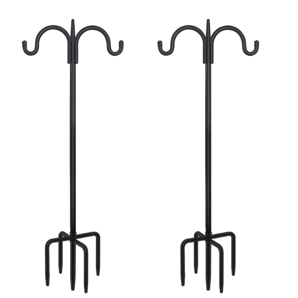 3 in. Black Metal Adjustable Double Sided Shepherds Hook Heavy Duty with 2 Hooks for Outdoor Hanging 2-Count price history on PriceWatchPro