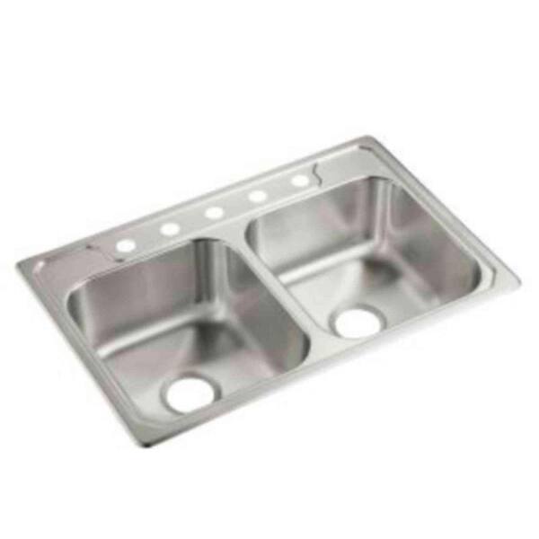 STERLING Middleton Drop-In Stainless Steel 33x22x7 5-Hole Double Basin Kitchen Sink