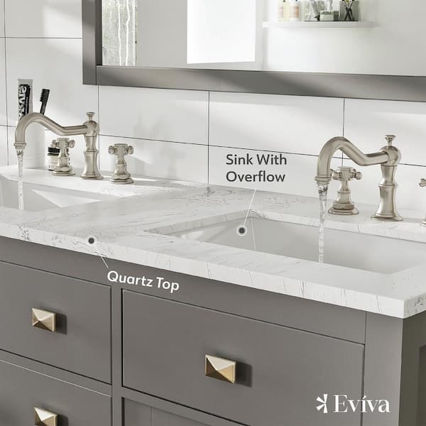 Totti Artemis 72 Inch Gray Transitional Double Sink Bathroom Vanity wi –  Eviva