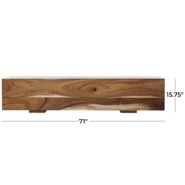 Brown Block Bench with Elevated Base 15 in. X 71 in. X 16 in.