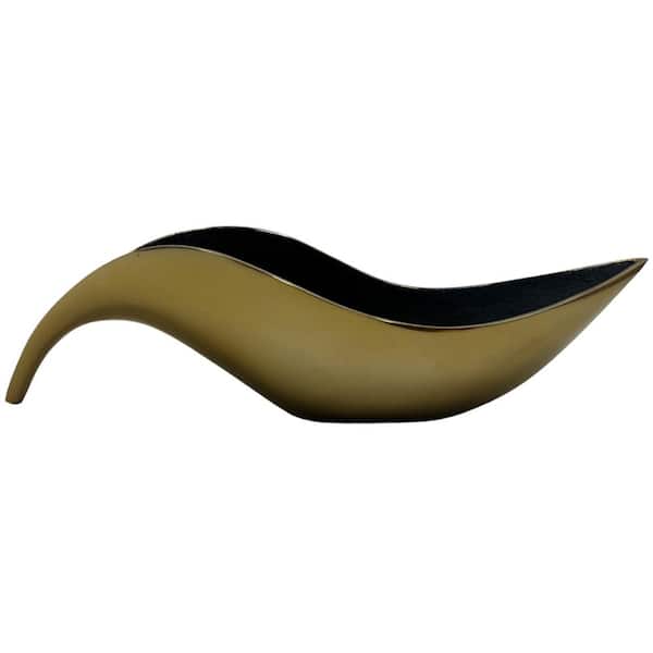 Aluminum Boat Decorative Bowl in Gold and Black Matte