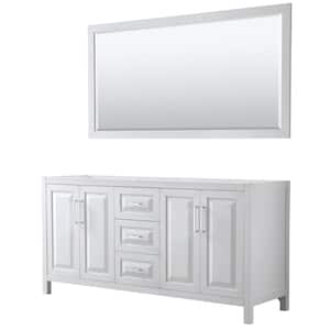 Daria 71 in. Double Bathroom Vanity Cabinet Only with 70 in. Mirror in White