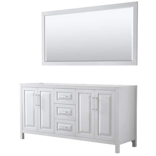 Wyndham Collection Daria 71 in. Double Bathroom Vanity Cabinet Only with 70 in. Mirror in White